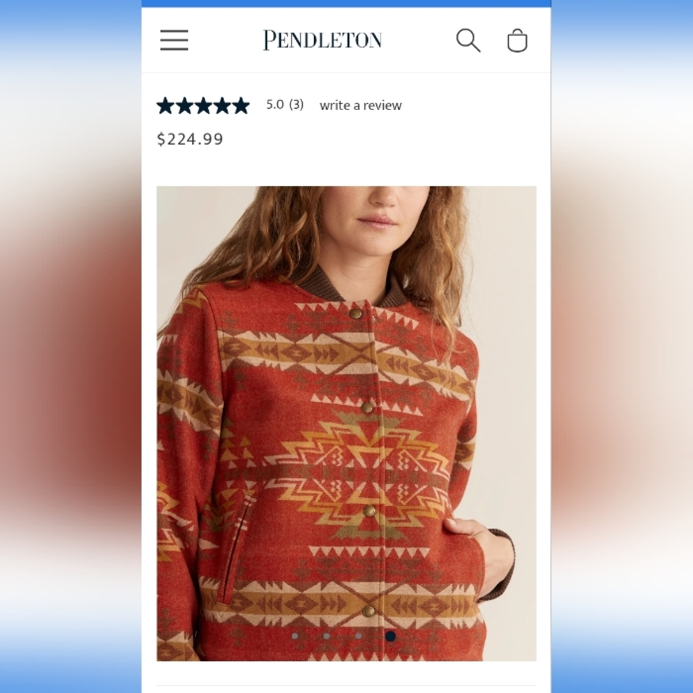 Pendleton Women's Rust and Tan Patterned Bomber Jacket